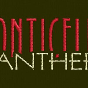 Monticello Panther Overlapping Text red & cream