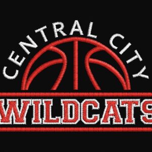 Central City Wildcats Basketball Lines on Black